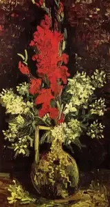 Vase with Gladioli and Carnations (1886)