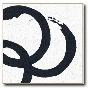 Oversized Circle Abstract Painting, Black and White Minimal Square Canvas Art Painting