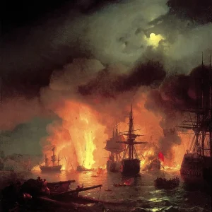 Battle of Çesme at Night
