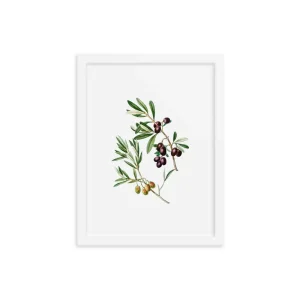 Framed Poster Green Olives with Leaves