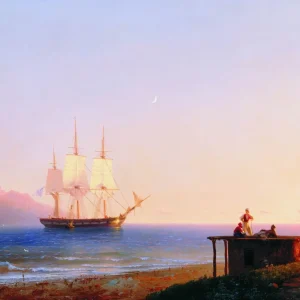 Frigate under sail