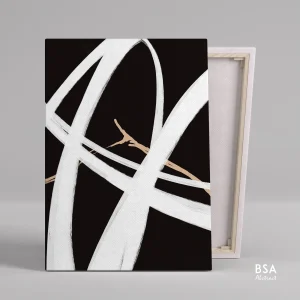 Abstract Black & White Modern Wall Art, Abstract Canvas Art Painting - Fora #16