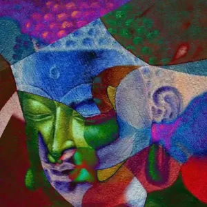 Multi Colour Buddha Art in Abstract Style